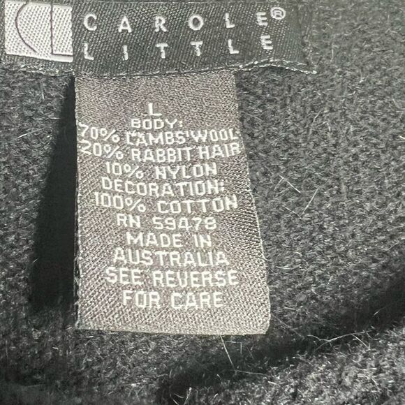 Vintage Rabbit Hair Wool Blend Rose Embroidered Cardigan Sweater Size L - Picture 4 of 11